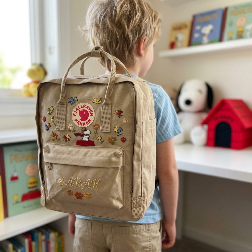 Snoopy Fjallraven Kanken Hand-Embroidered Backpack - Image 6