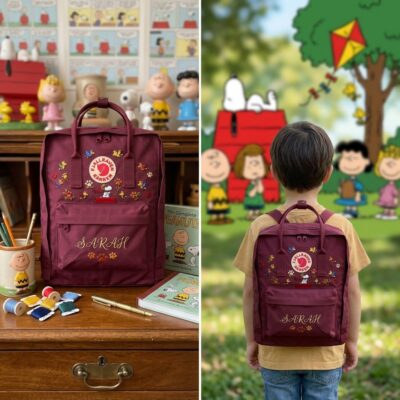 Snoopy Fjallraven Kanken Hand-Embroidered Backpack