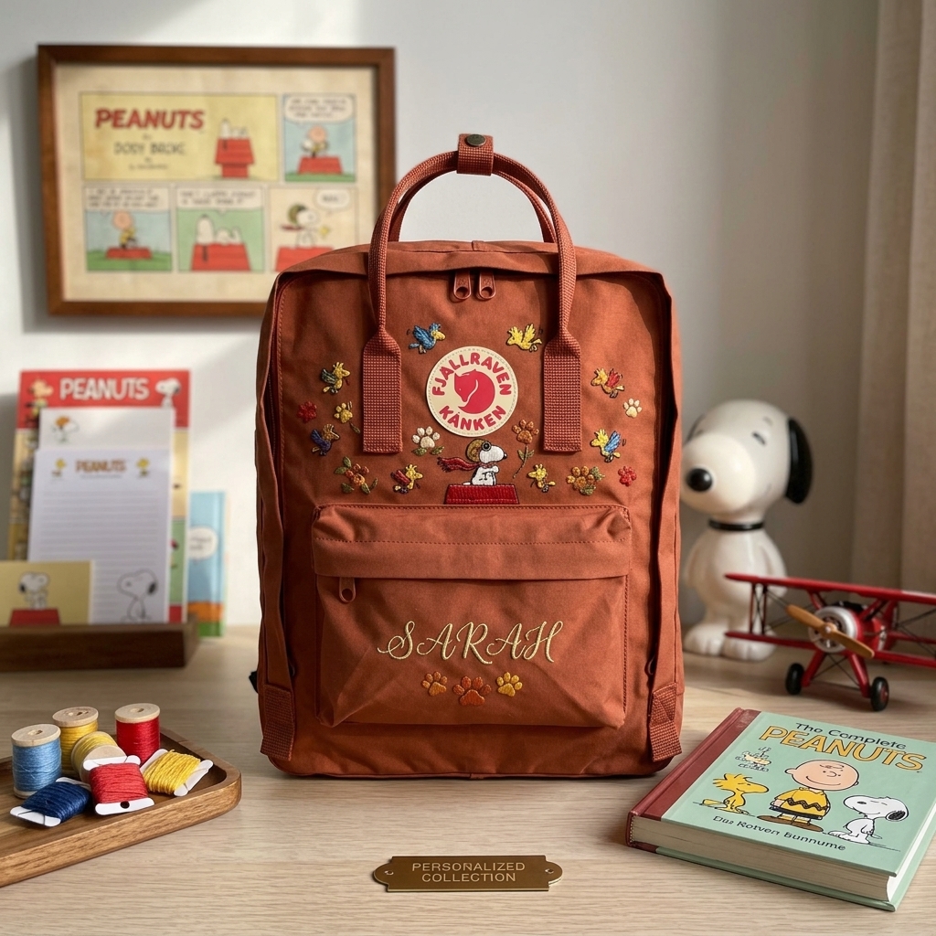 Snoopy Fjallraven Kanken Hand-Embroidered Backpack - Image 4