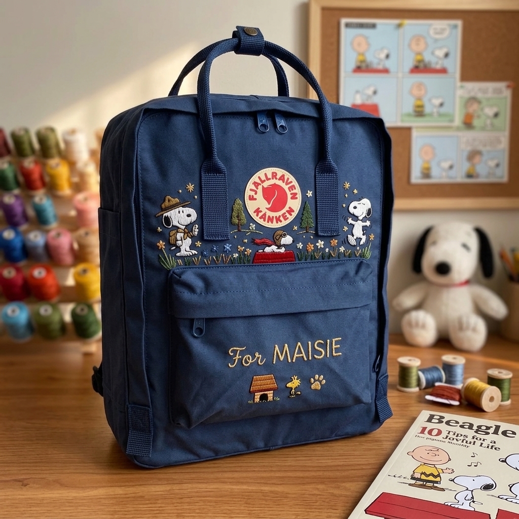 Snoopy Fjallraven Kanken Hand-Embroidered Backpack - Image 5