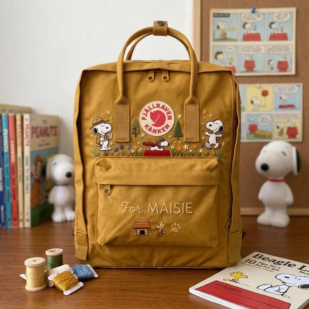 Snoopy Fjallraven Kanken Hand-Embroidered Backpack - Image 4
