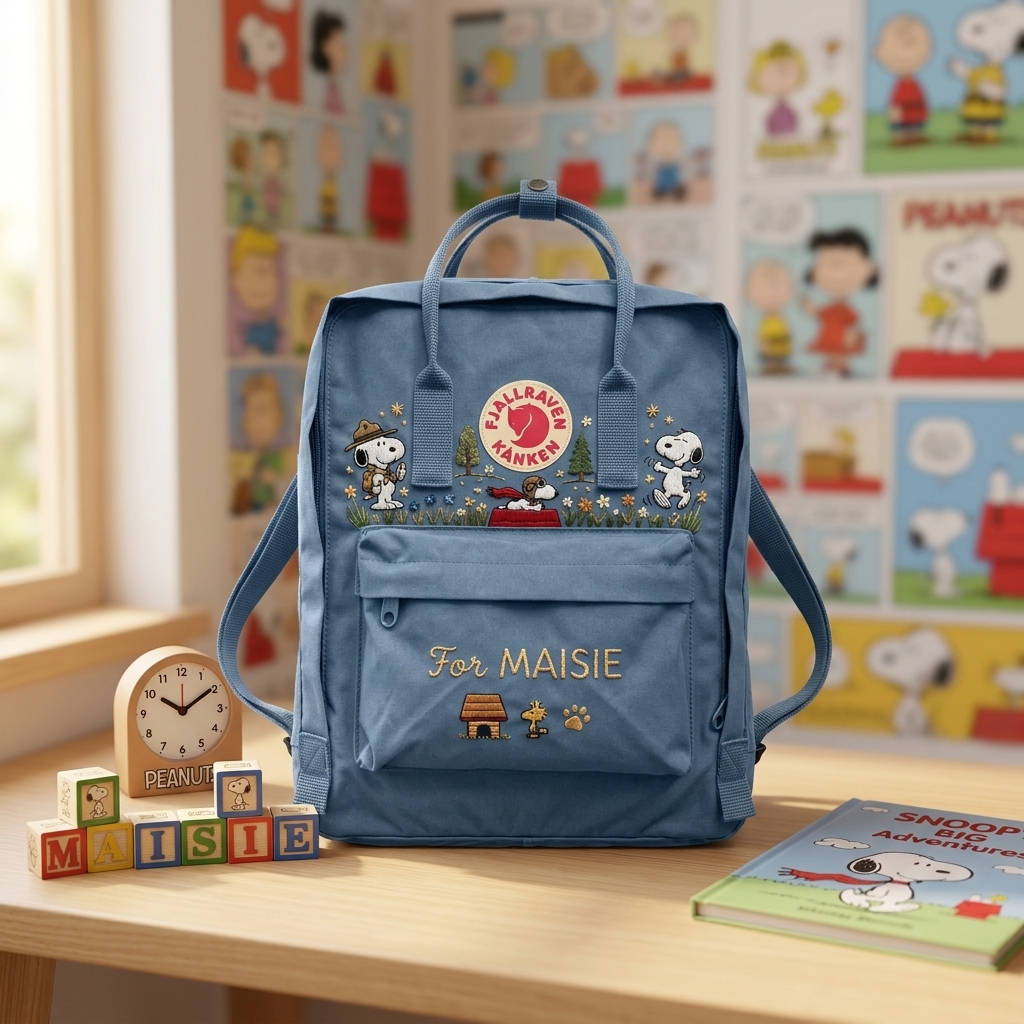 Snoopy Fjallraven Kanken Hand-Embroidered Backpack - Image 3