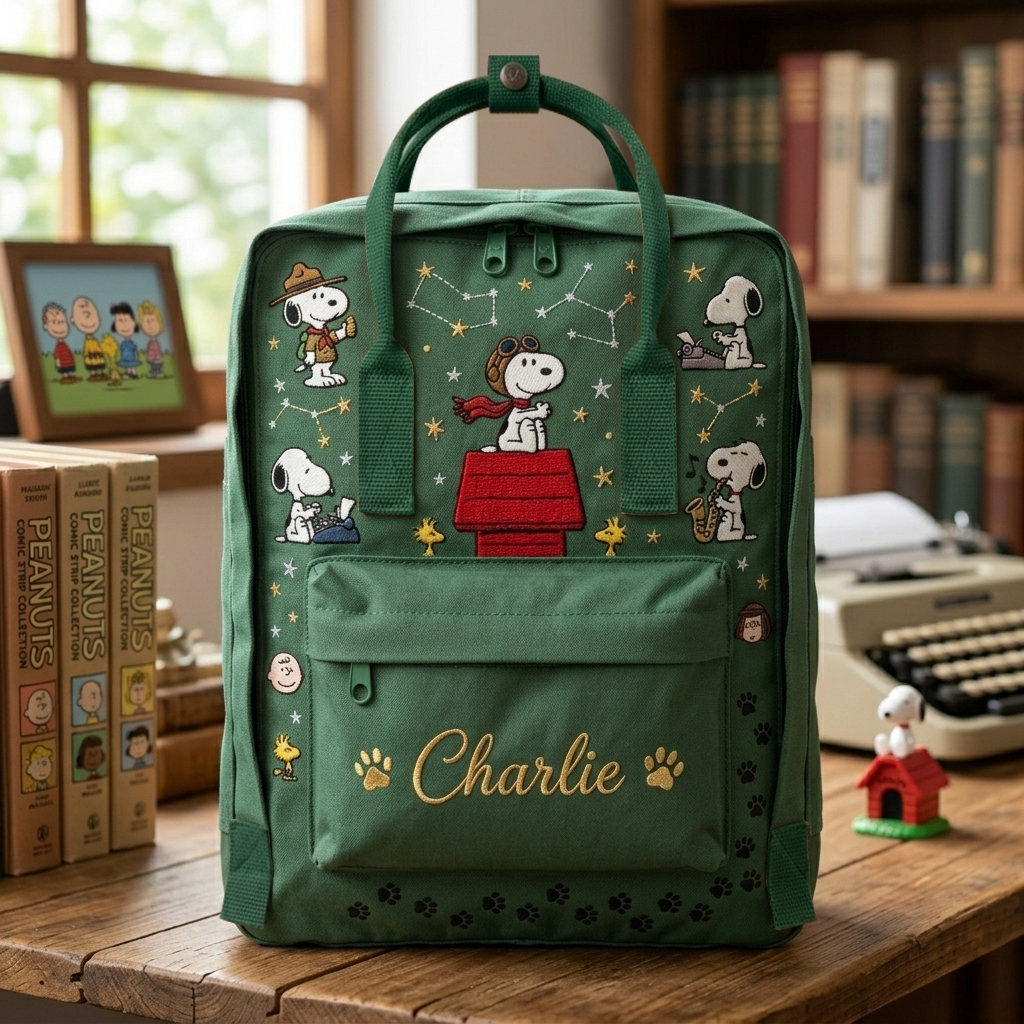 Snoopy Fjallraven Kanken Hand-Embroidered Backpack - Image 5