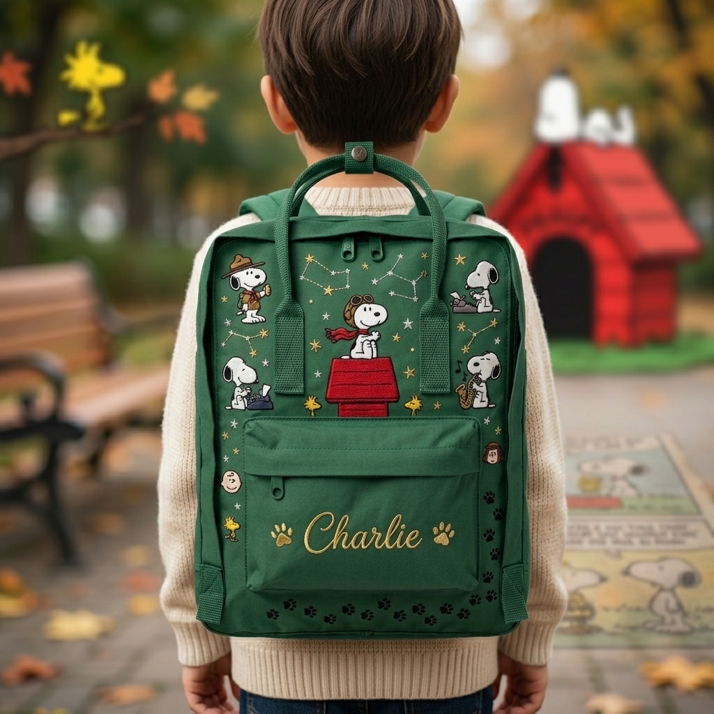 Snoopy Fjallraven Kanken Hand-Embroidered Backpack - Image 4