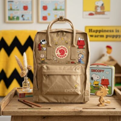 Snoopy Fjallraven Kanken Hand-Embroidered Backpack