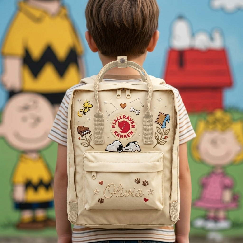 Snoopy Fjallraven Kanken Hand-Embroidered Backpack - Image 4