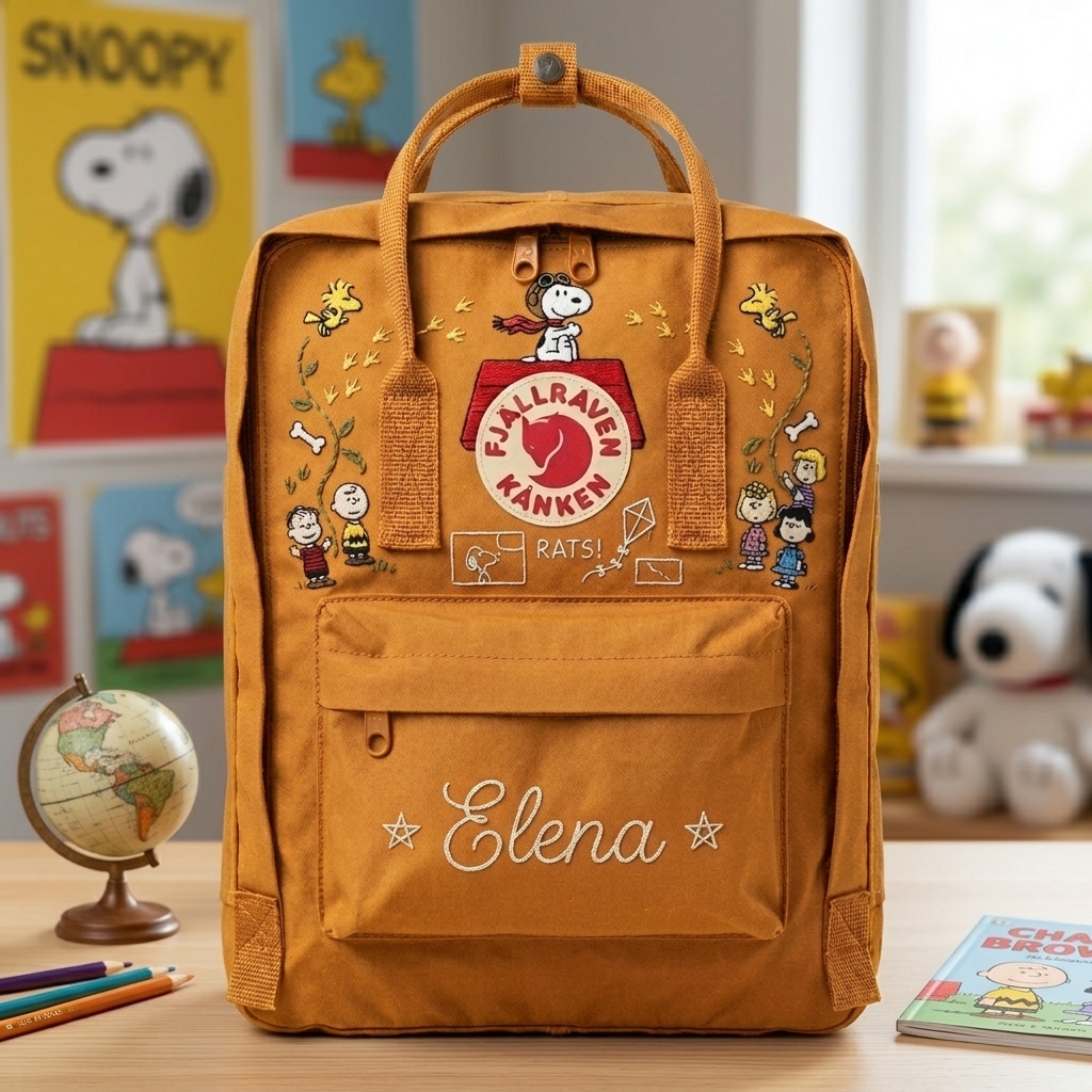 Snoopy Fjallraven Kanken Hand-Embroidered Backpack - Image 3