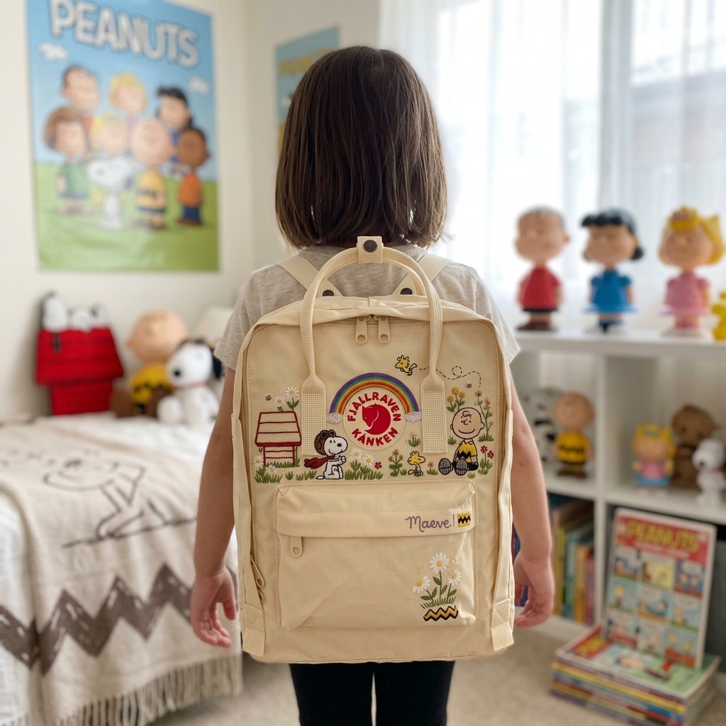 Snoopy Fjallraven Kanken Hand-Embroidered Backpack
