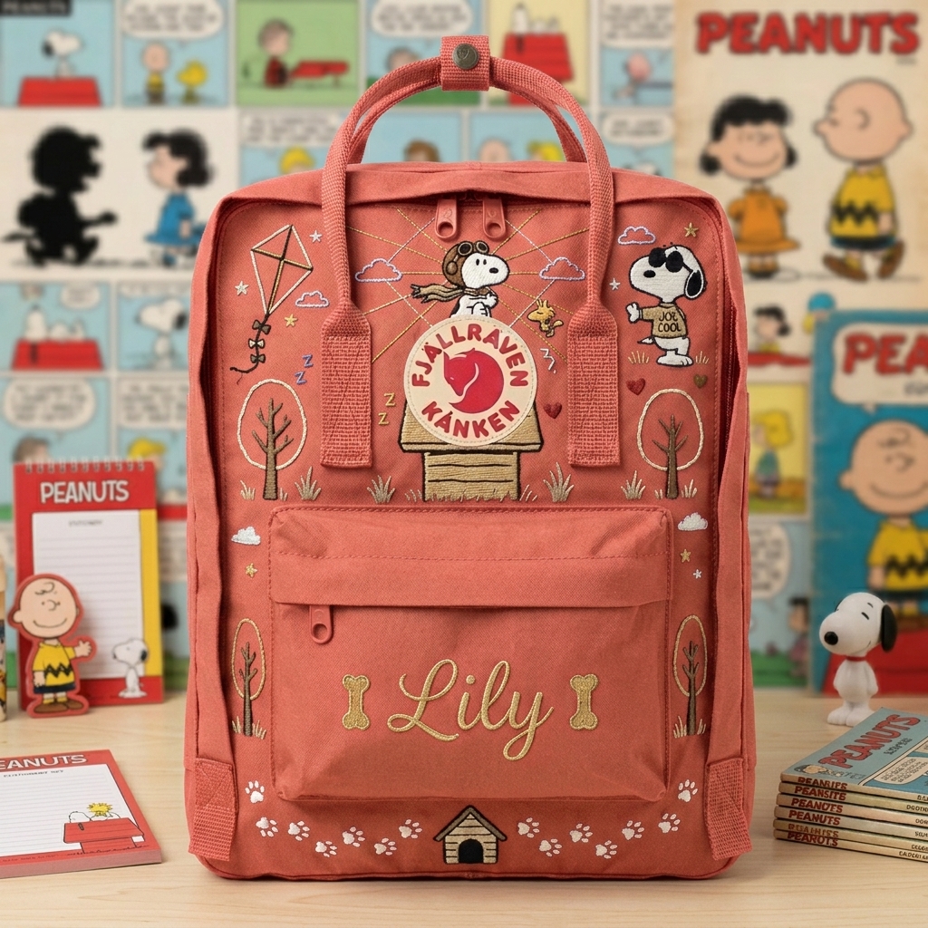 Snoopy Fjallraven Kanken Hand-Embroidered Backpack - Image 6