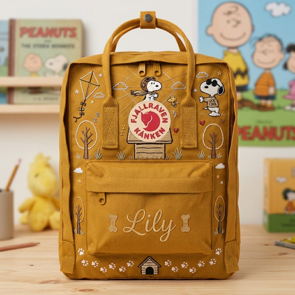 Snoopy Fjallraven Kanken Hand-Embroidered Backpack - Image 5