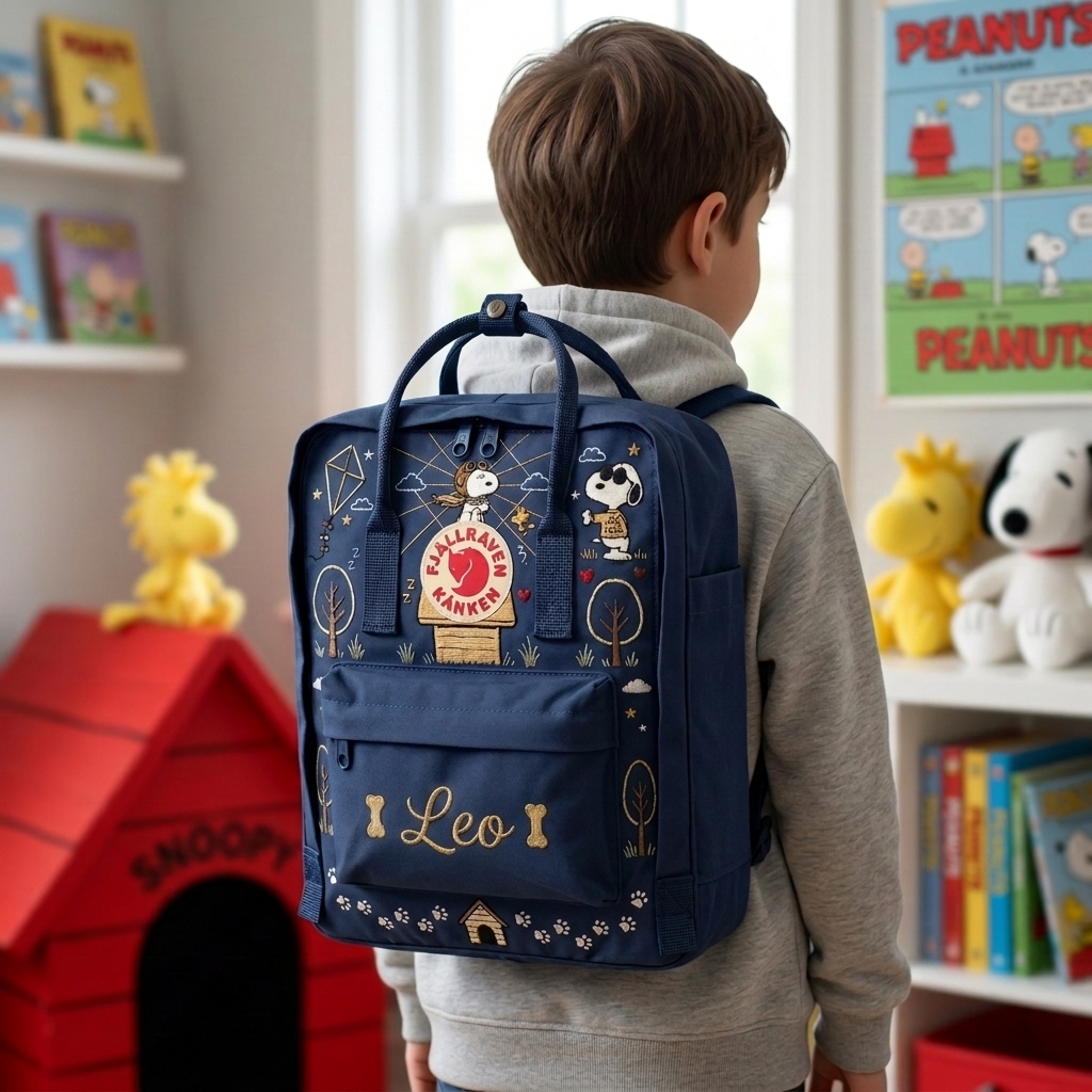 Snoopy Fjallraven Kanken Hand-Embroidered Backpack - Image 4