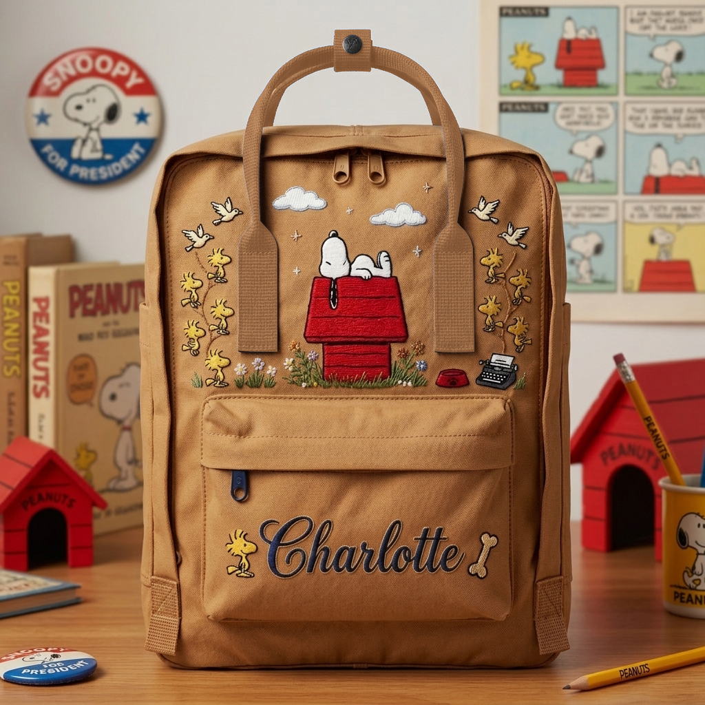 Snoopy Fjallraven Kanken Hand-Embroidered Backpack - Image 3