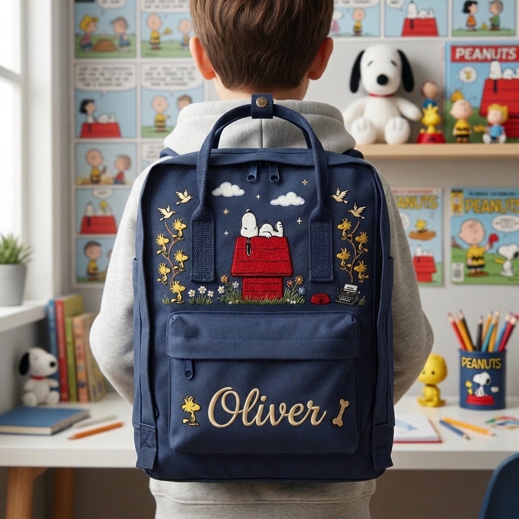 Snoopy Fjallraven Kanken Hand-Embroidered Backpack - Image 5