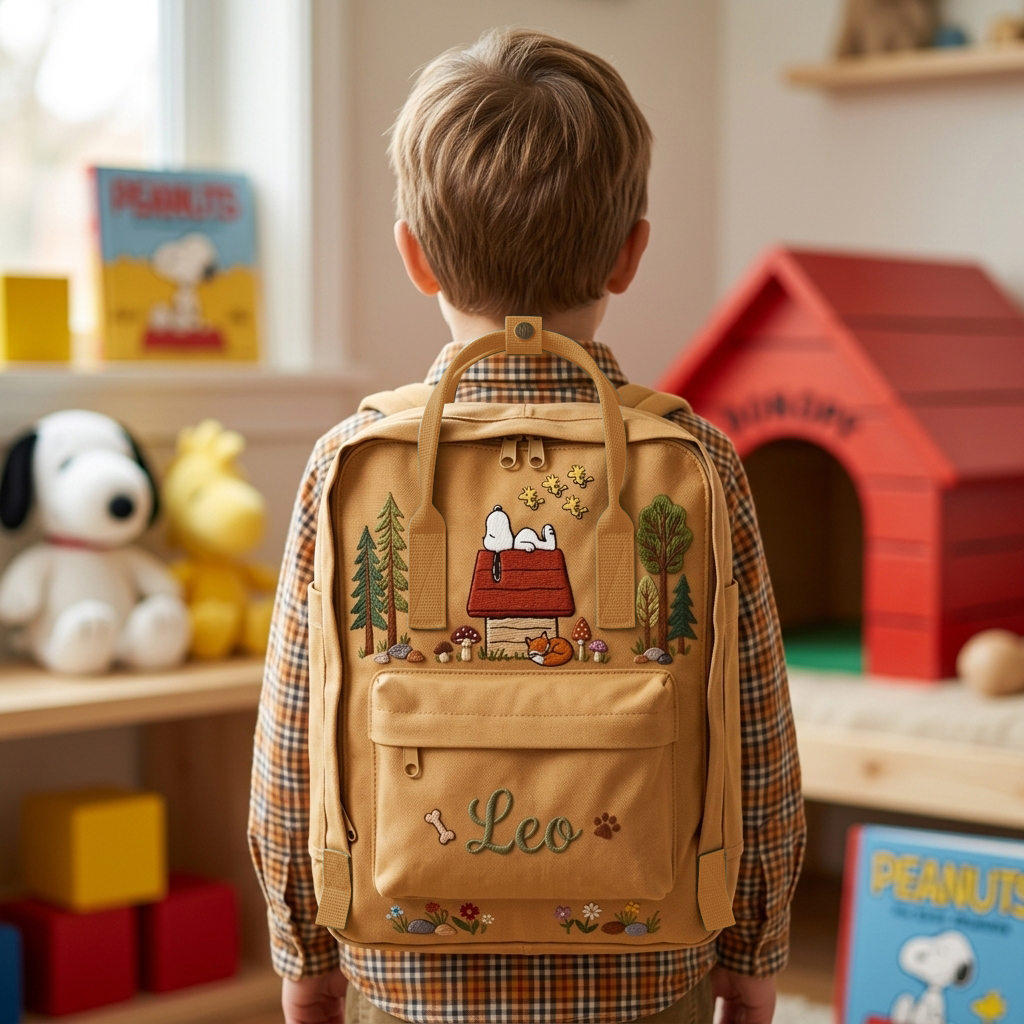 Snoopy Fjallraven Kanken Hand-Embroidered Backpack - Image 3