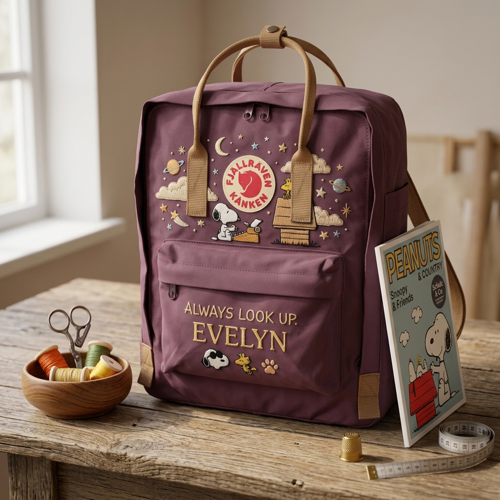 Snoopy Fjallraven Kanken Hand-Embroidered Backpack - Image 4