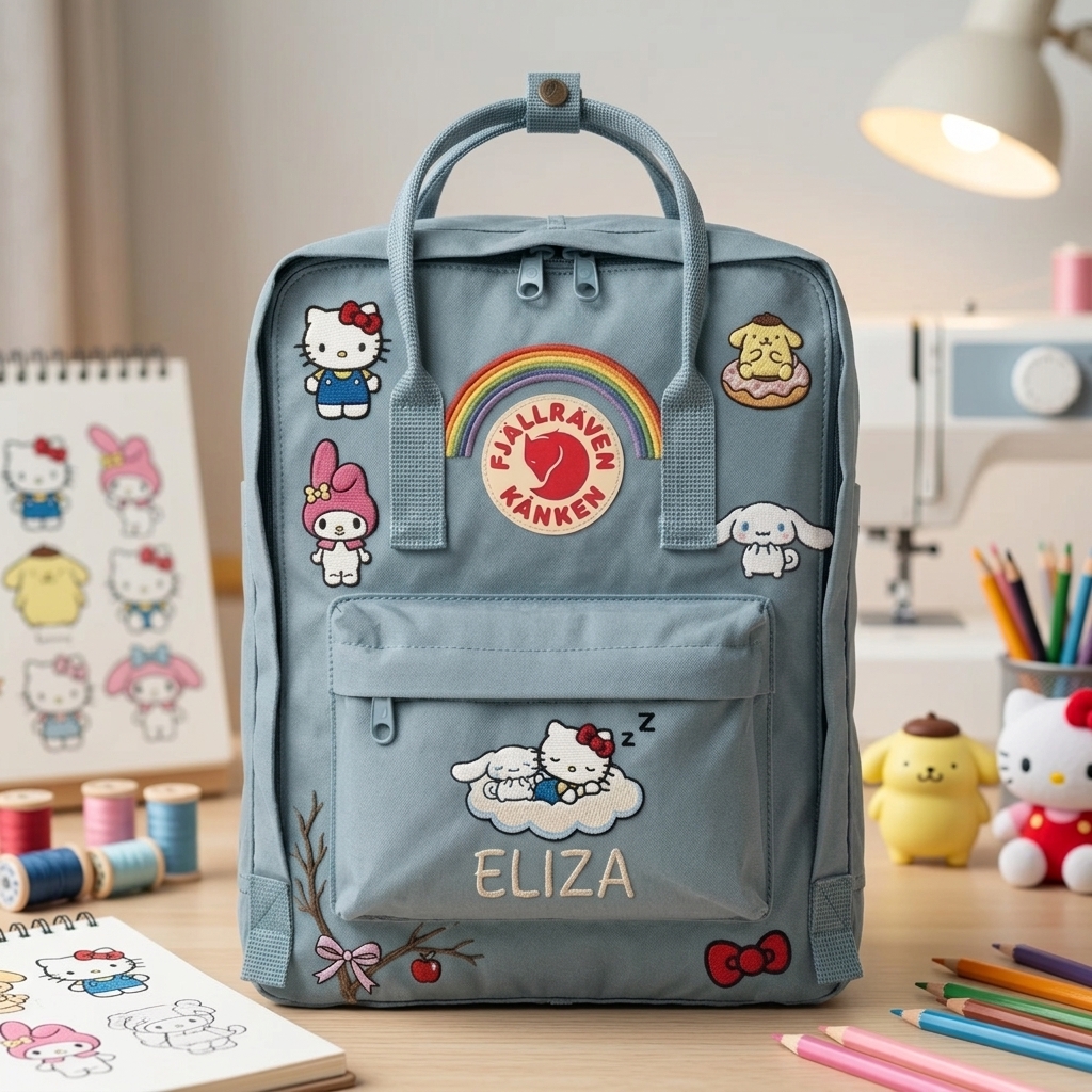 Hello Kitty Fjallraven Kanken Hand-Embroidered Backpack - Image 5