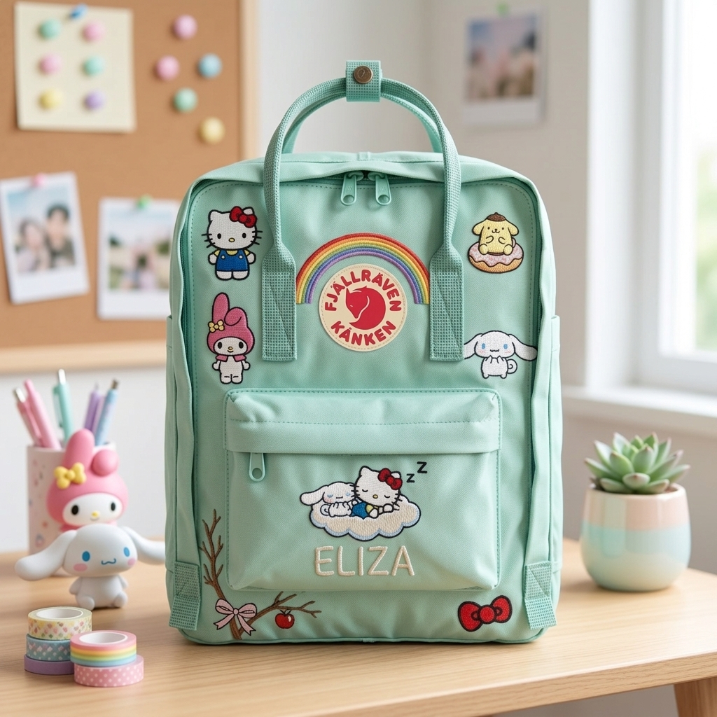 Hello Kitty Fjallraven Kanken Hand-Embroidered Backpack - Image 4