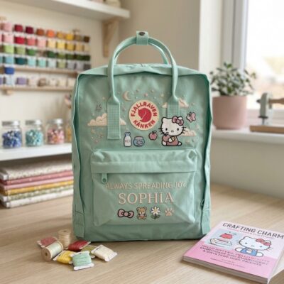 Hello Kitty Fjallraven Kanken Hand-Embroidered Backpack