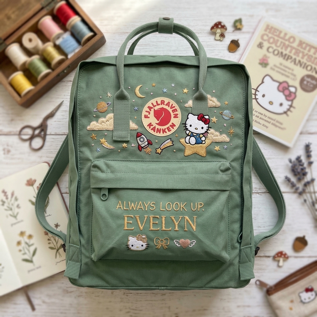 Hello Kitty Fjallraven Kanken Hand-Embroidered Backpack - Image 4