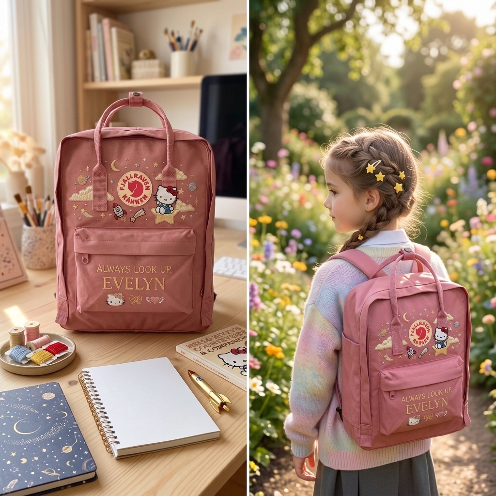 Hello Kitty Fjallraven Kanken Hand-Embroidered Backpack - Image 3