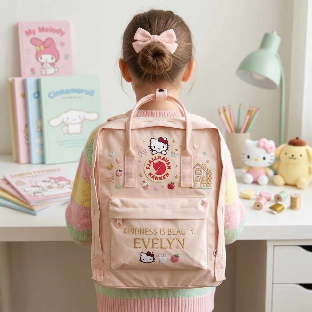 Hello Kitty Fjallraven Kanken Hand-Embroidered Backpack - Image 4