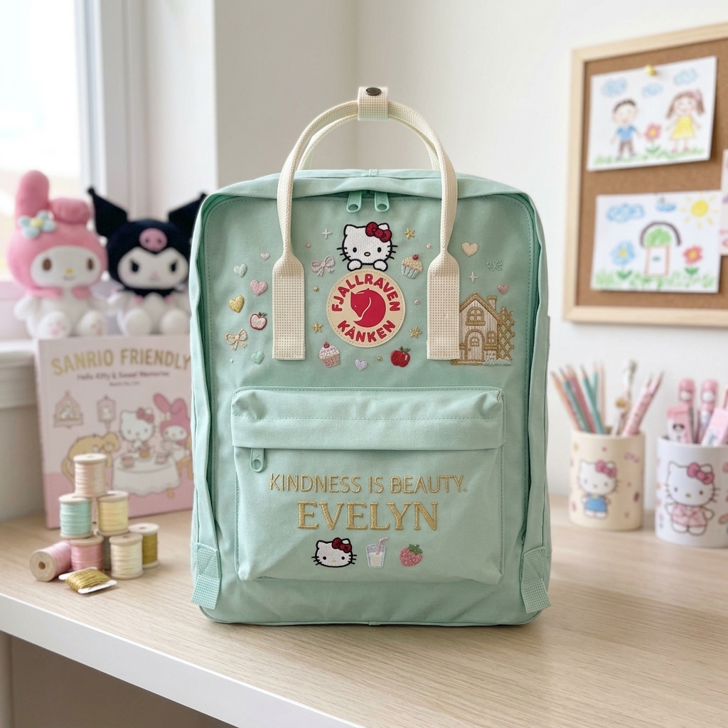 Hello Kitty Fjallraven Kanken Hand-Embroidered Backpack - Image 5