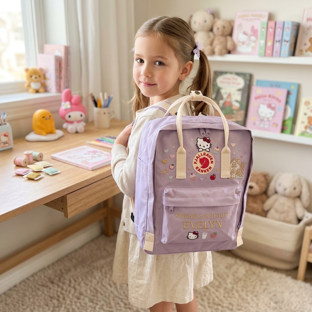Hello Kitty Fjallraven Kanken Hand-Embroidered Backpack - Image 6