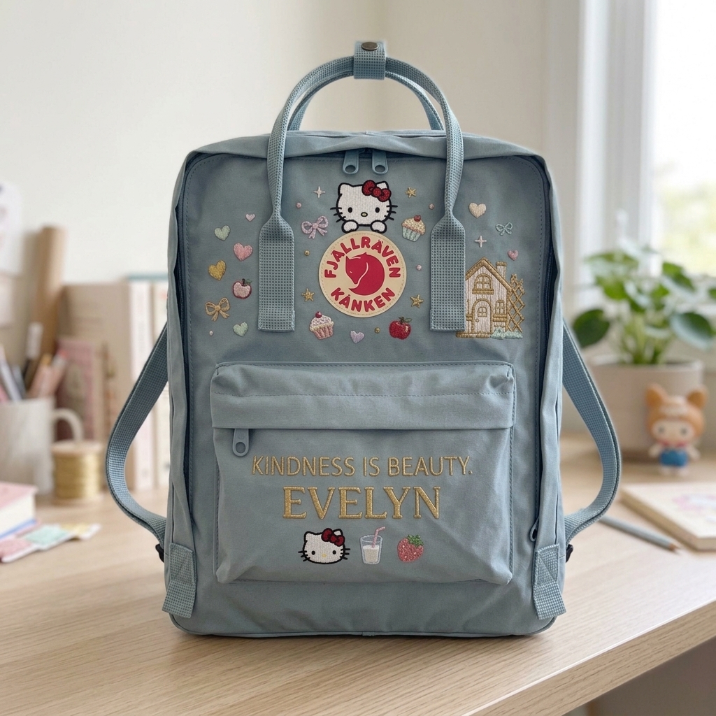 Hello Kitty Fjallraven Kanken Hand-Embroidered Backpack - Image 3