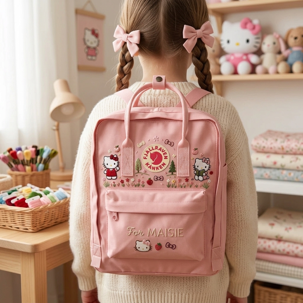 Hello Kitty Fjallraven Kanken Hand-Embroidered Backpack - Image 5