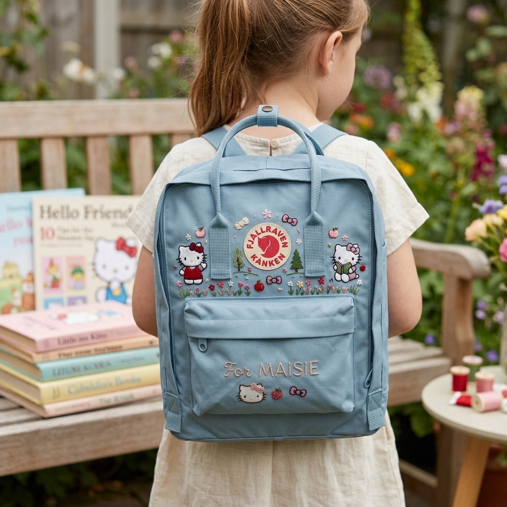Hello Kitty Fjallraven Kanken Hand-Embroidered Backpack - Image 3