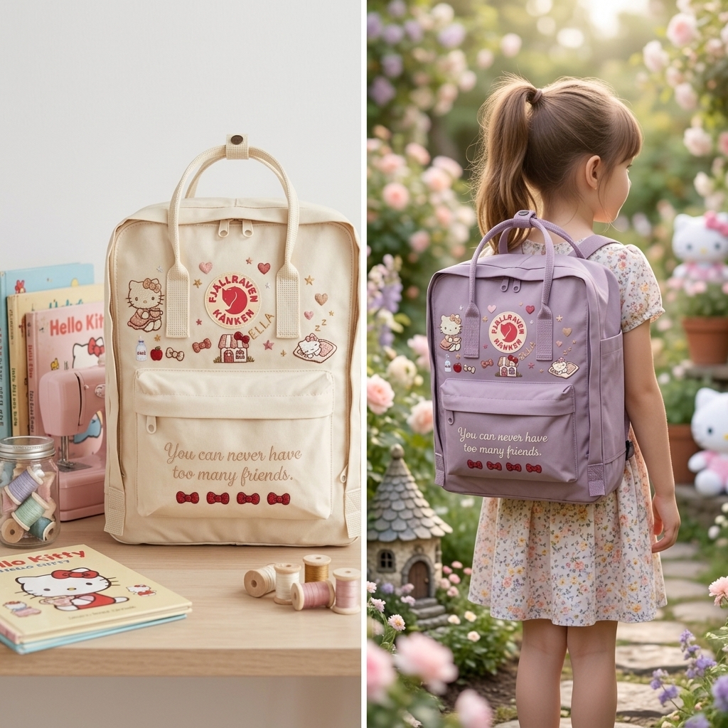 Hello Kitty Fjallraven Kanken Hand-Embroidered Backpack - Image 5