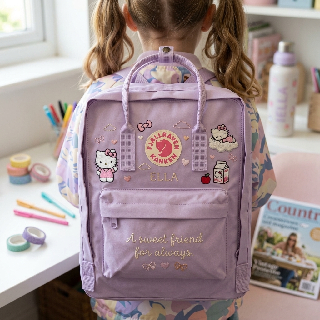 Hello Kitty Fjallraven Kanken Hand-Embroidered Backpack - Image 6