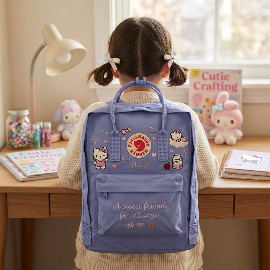 Hello Kitty Fjallraven Kanken Hand-Embroidered Backpack - Image 5