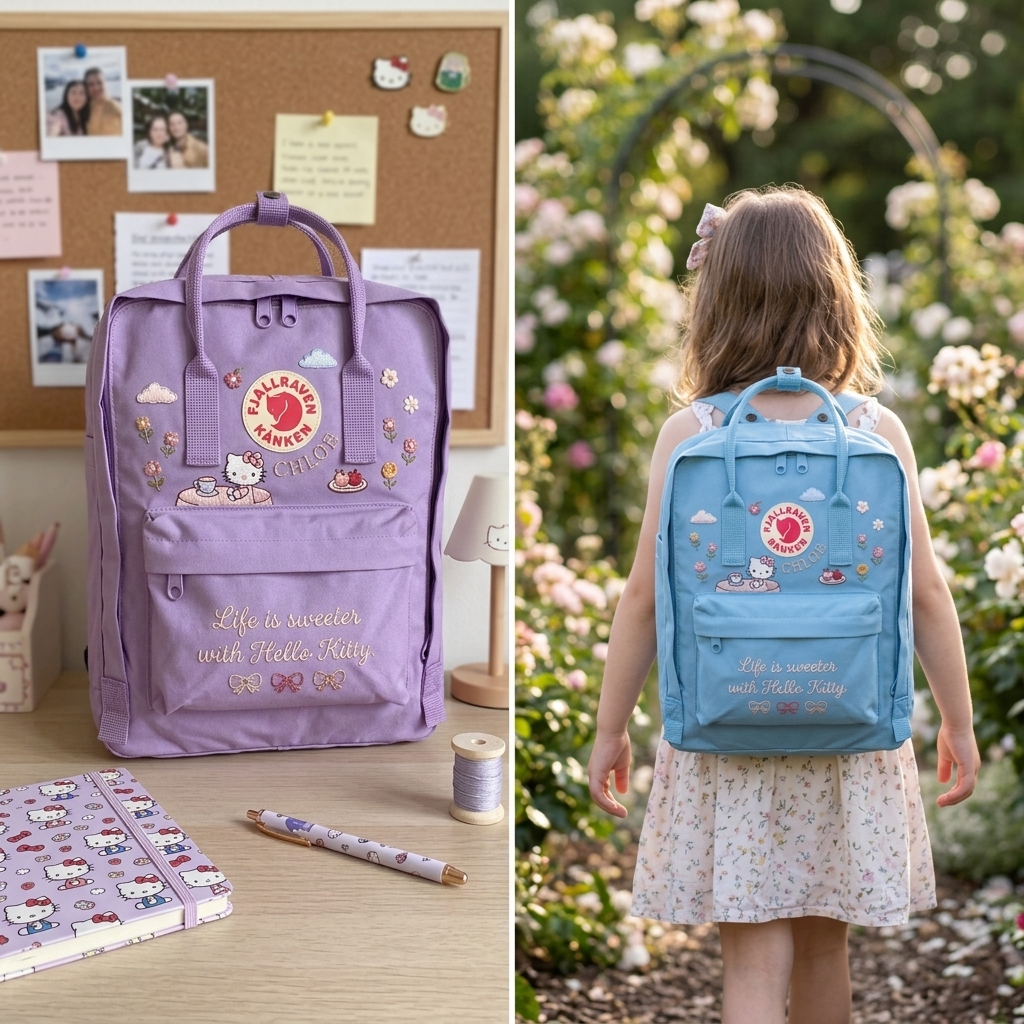 Hello Kitty Fjallraven Kanken Hand-Embroidered Backpack - Image 5