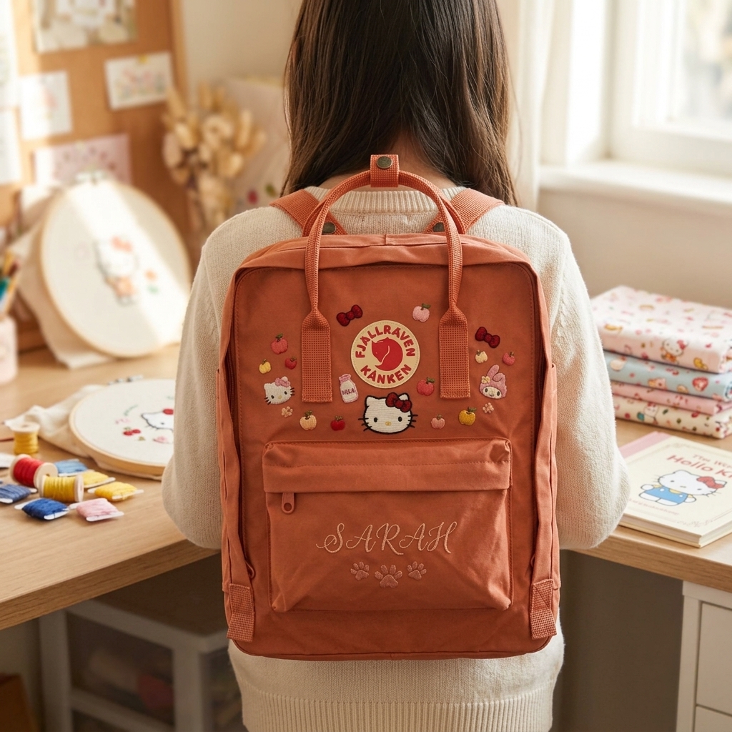 Hello Kitty Fjallraven Kanken Hand-Embroidered Backpack - Image 5