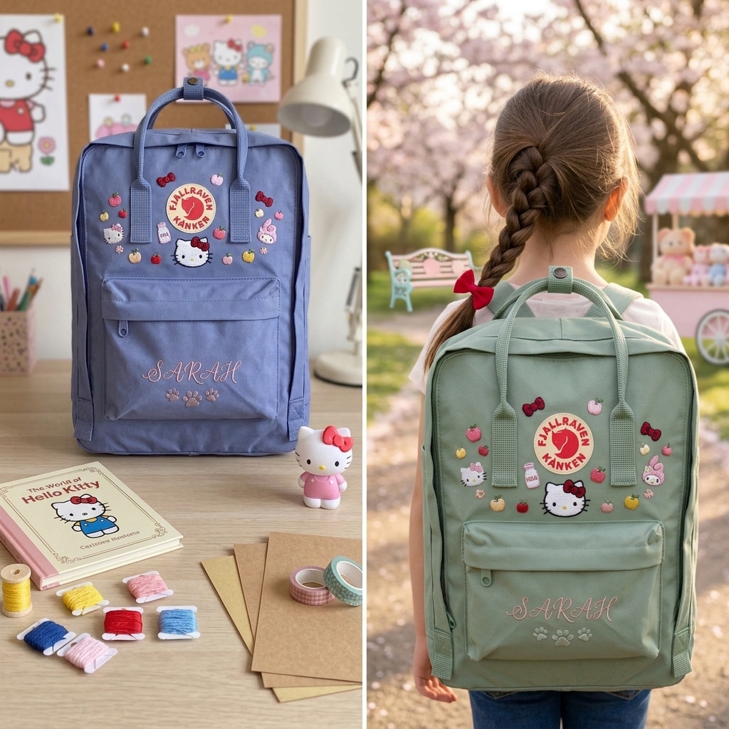 Hello Kitty Fjallraven Kanken Hand-Embroidered Backpack - Image 4