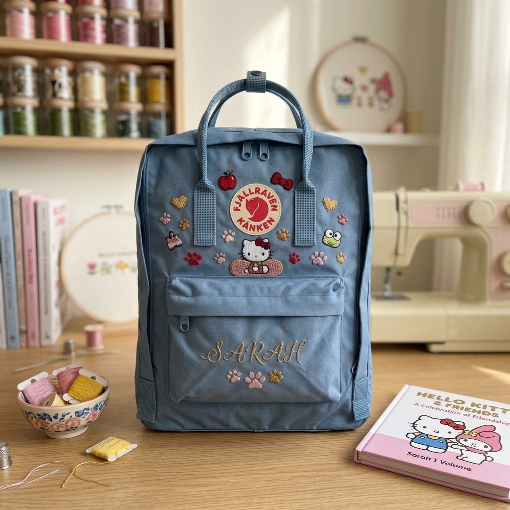 Hello Kitty Fjallraven Kanken Hand-Embroidered Backpack - Image 5