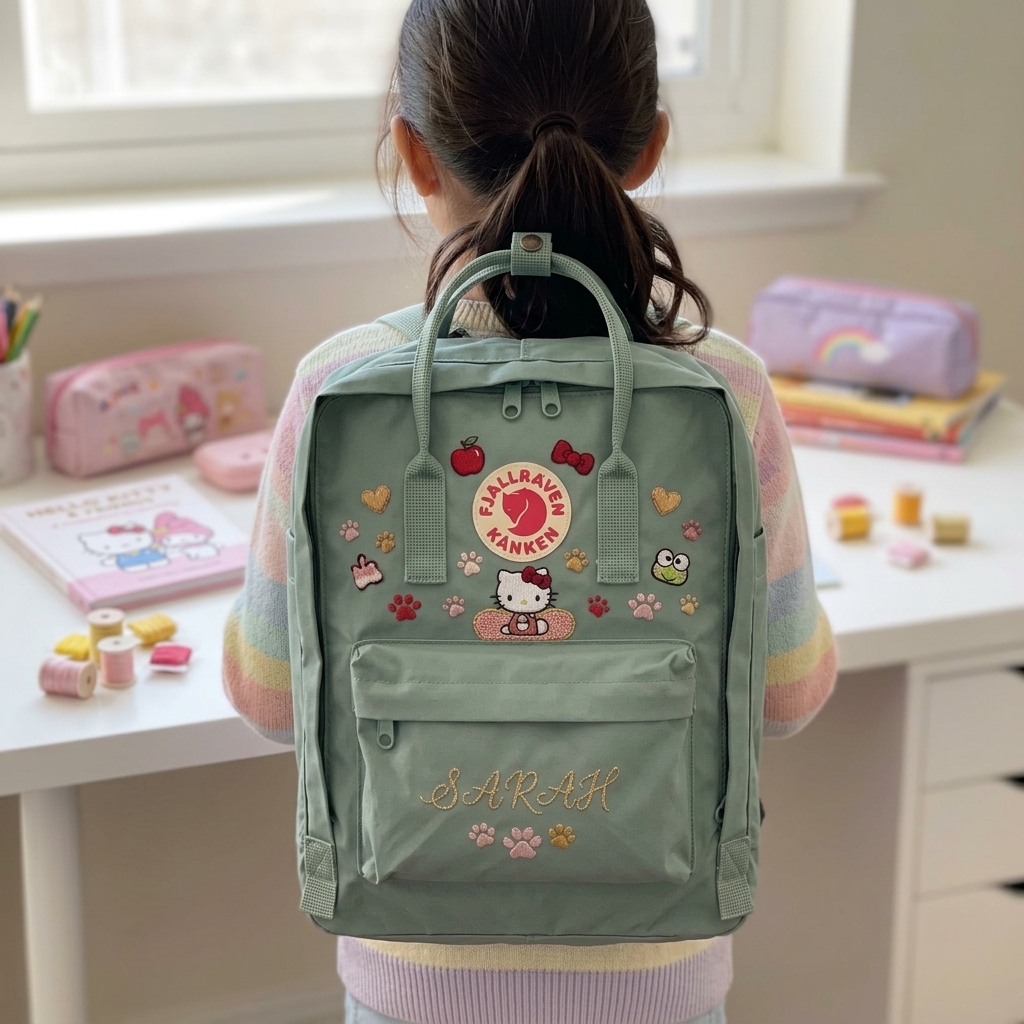 Hello Kitty Fjallraven Kanken Hand-Embroidered Backpack - Image 4