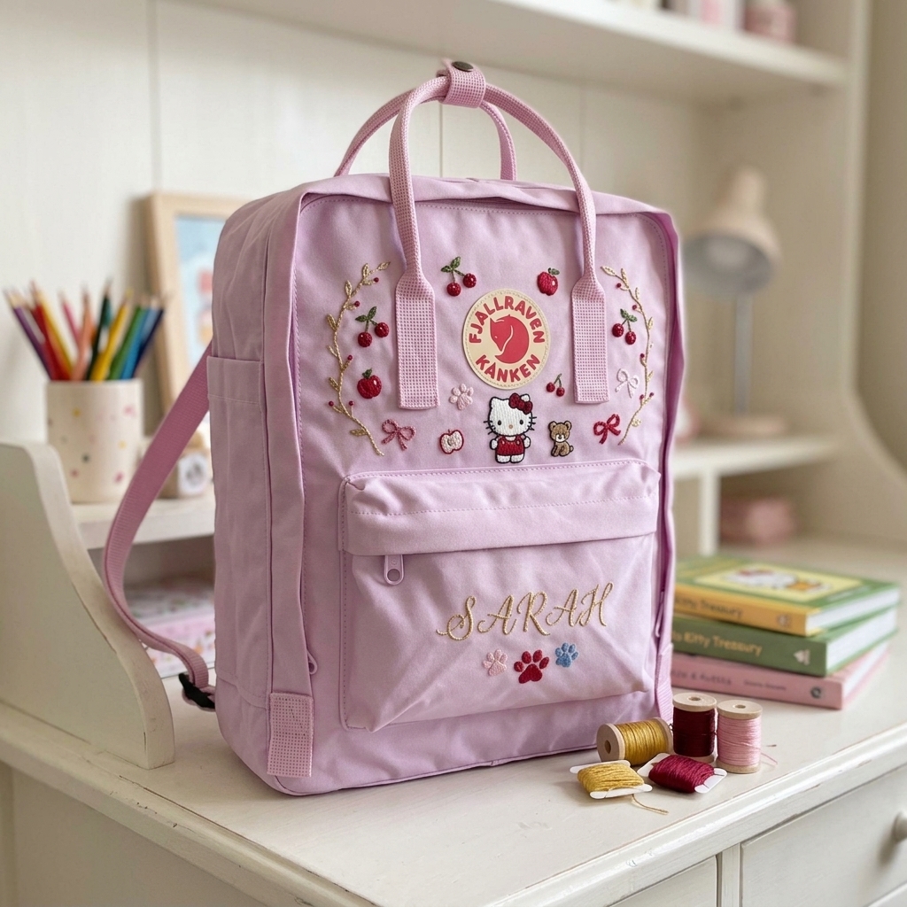 Hello Kitty Fjallraven Kanken Hand-Embroidered Backpack