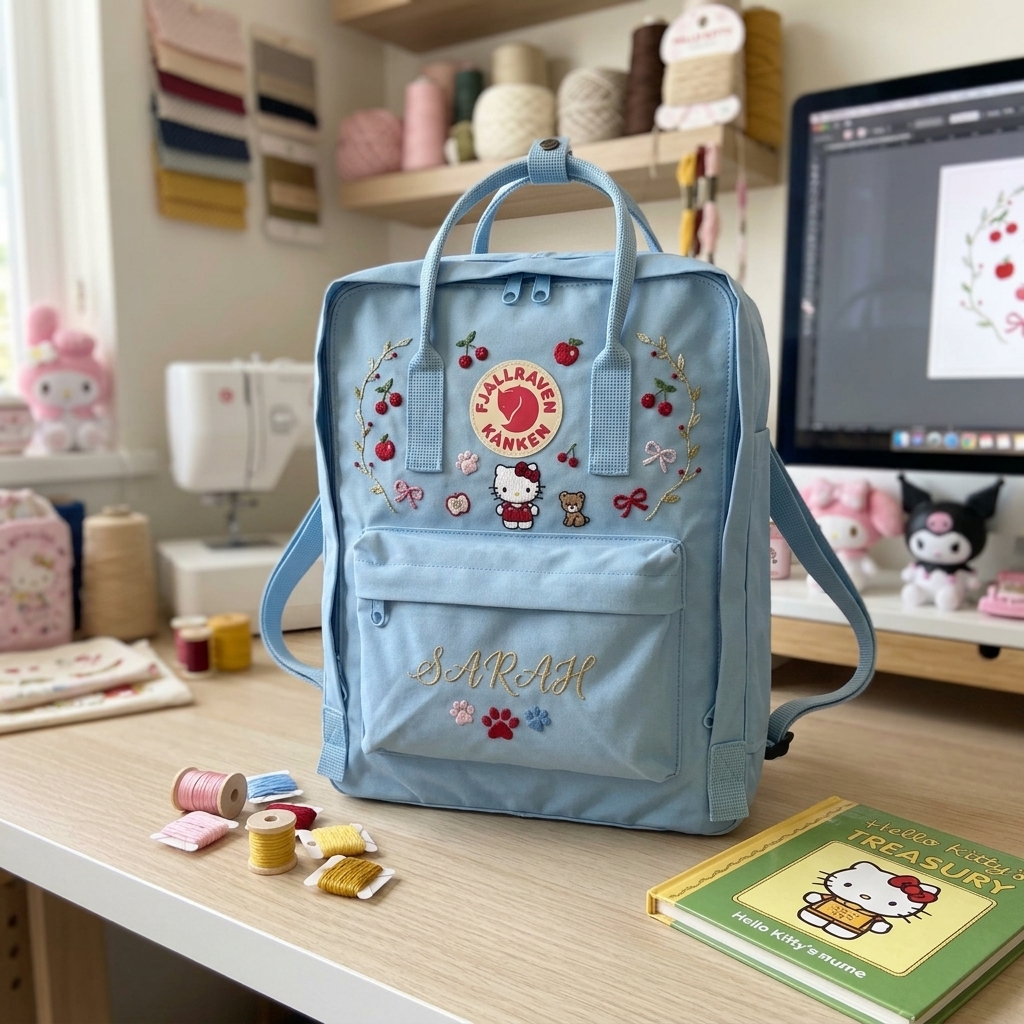 Hello Kitty Fjallraven Kanken Hand-Embroidered Backpack - Image 5