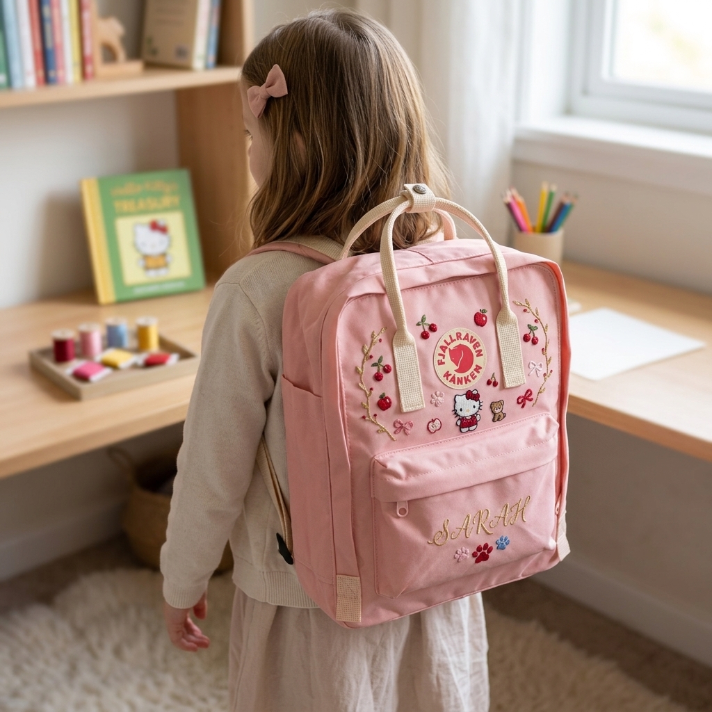 Hello Kitty Fjallraven Kanken Hand-Embroidered Backpack - Image 4
