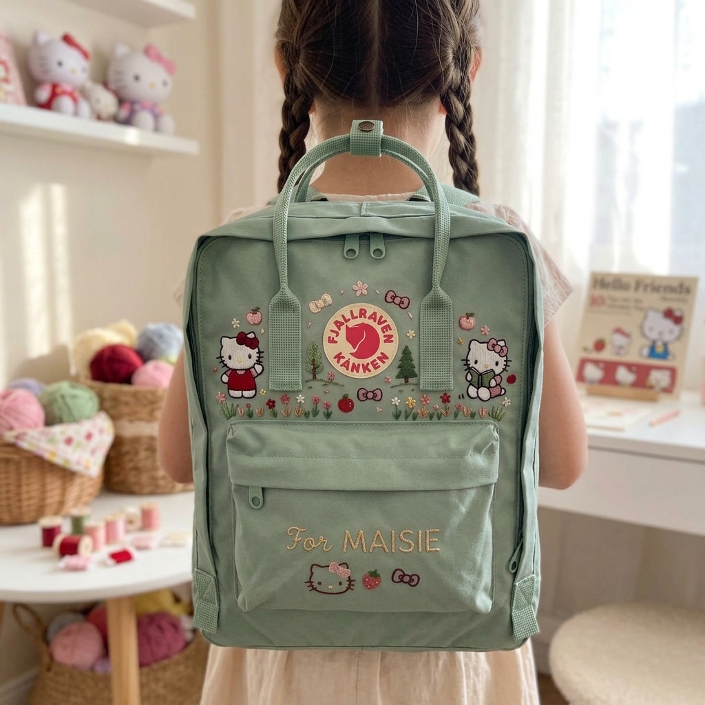 Hello Kitty Fjallraven Kanken Hand-Embroidered Backpack - Image 5