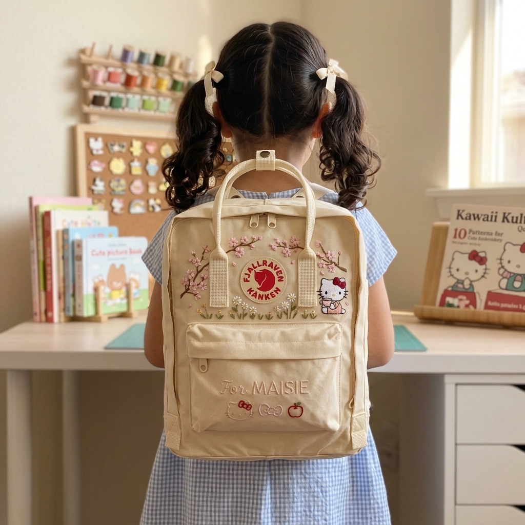 Hello Kitty Fjallraven Kanken Hand-Embroidered Backpack - Image 5