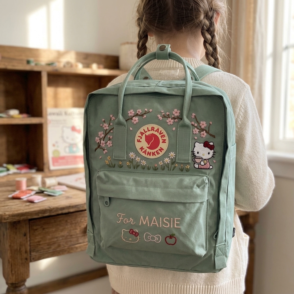Hello Kitty Fjallraven Kanken Hand-Embroidered Backpack - Image 4