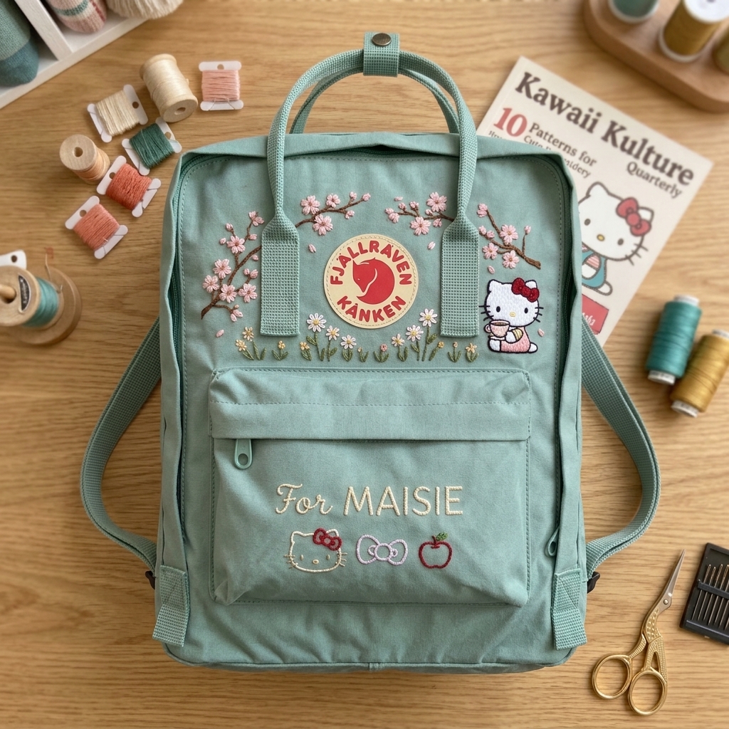 Hello Kitty Fjallraven Kanken Hand-Embroidered Backpack - Image 3