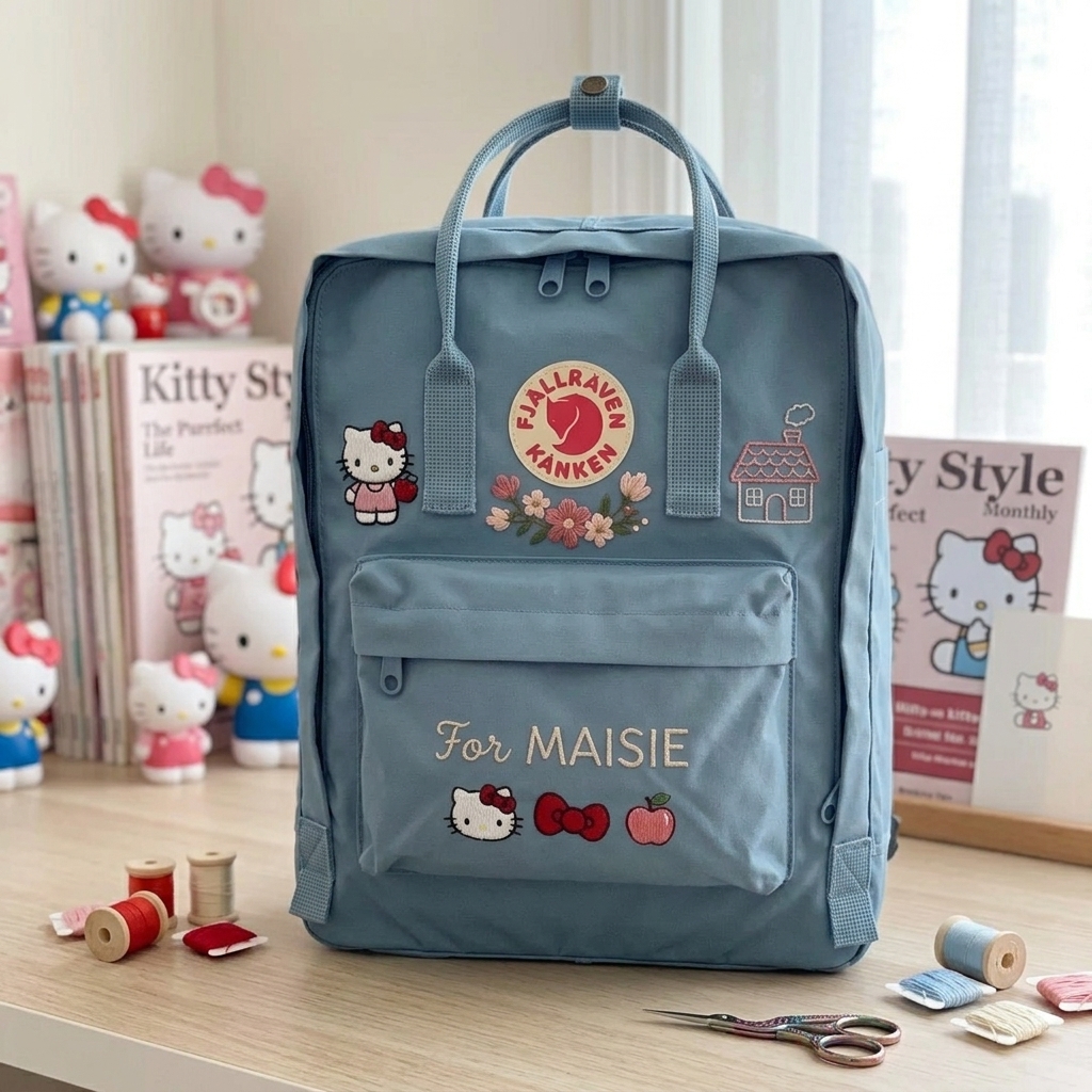 Hello Kitty Fjallraven Kanken Hand-Embroidered Backpack - Image 5