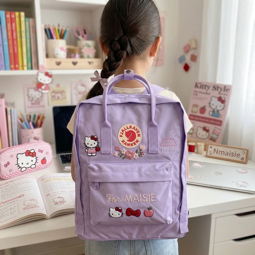 Hello Kitty Fjallraven Kanken Hand-Embroidered Backpack - Image 4
