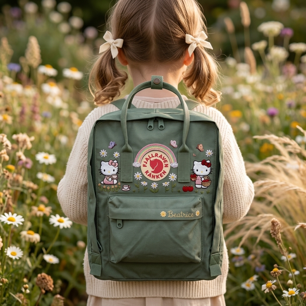 Hello Kitty Fjallraven Kanken Hand-Embroidered Backpack - Image 4