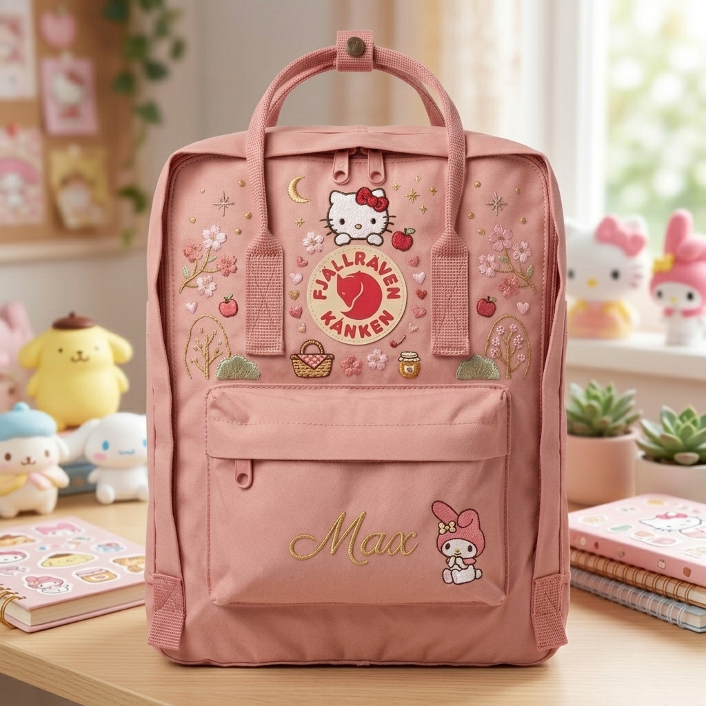Hello Kitty Fjallraven Kanken Hand-Embroidered Backpack - Image 4