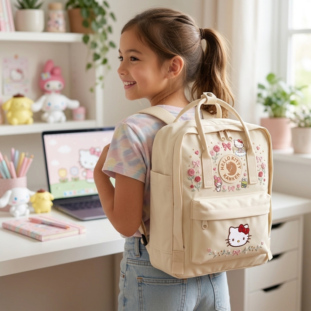 Hello Kitty Fjallraven Kanken Hand-Embroidered Backpack - Image 4